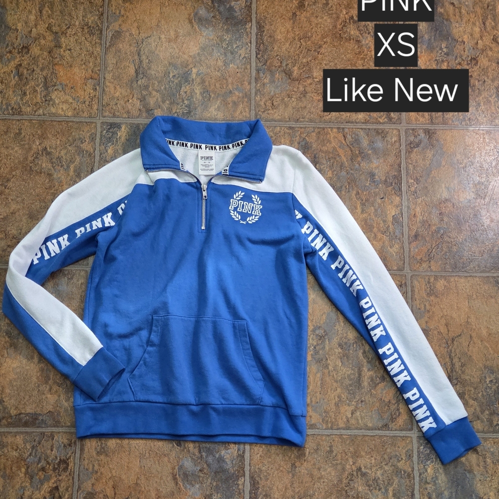 PINK Victoria's Secret Blue and White Pullover